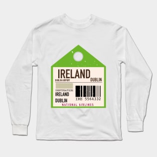 Ireland Dublin vintage style plane ticket Long Sleeve T-Shirt